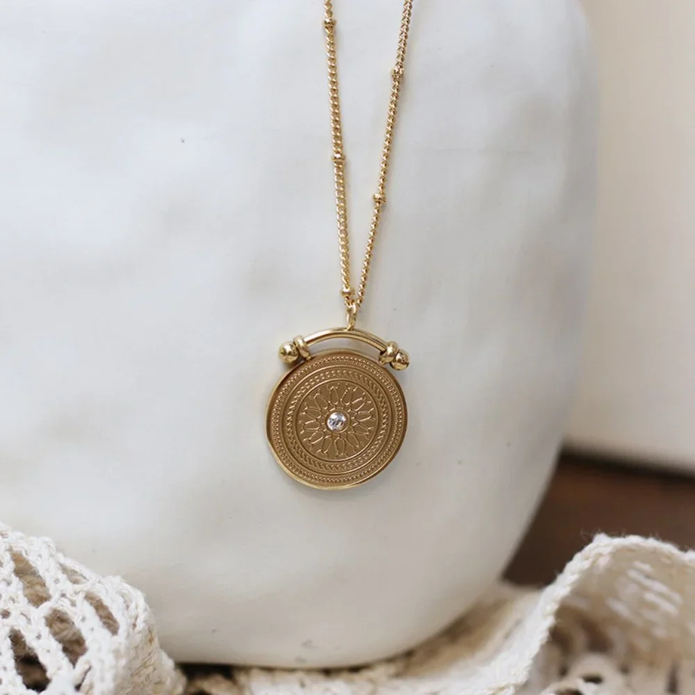 NEW 18K Gold Plated Vintage Diamond Coin Star Double Layer Necklace